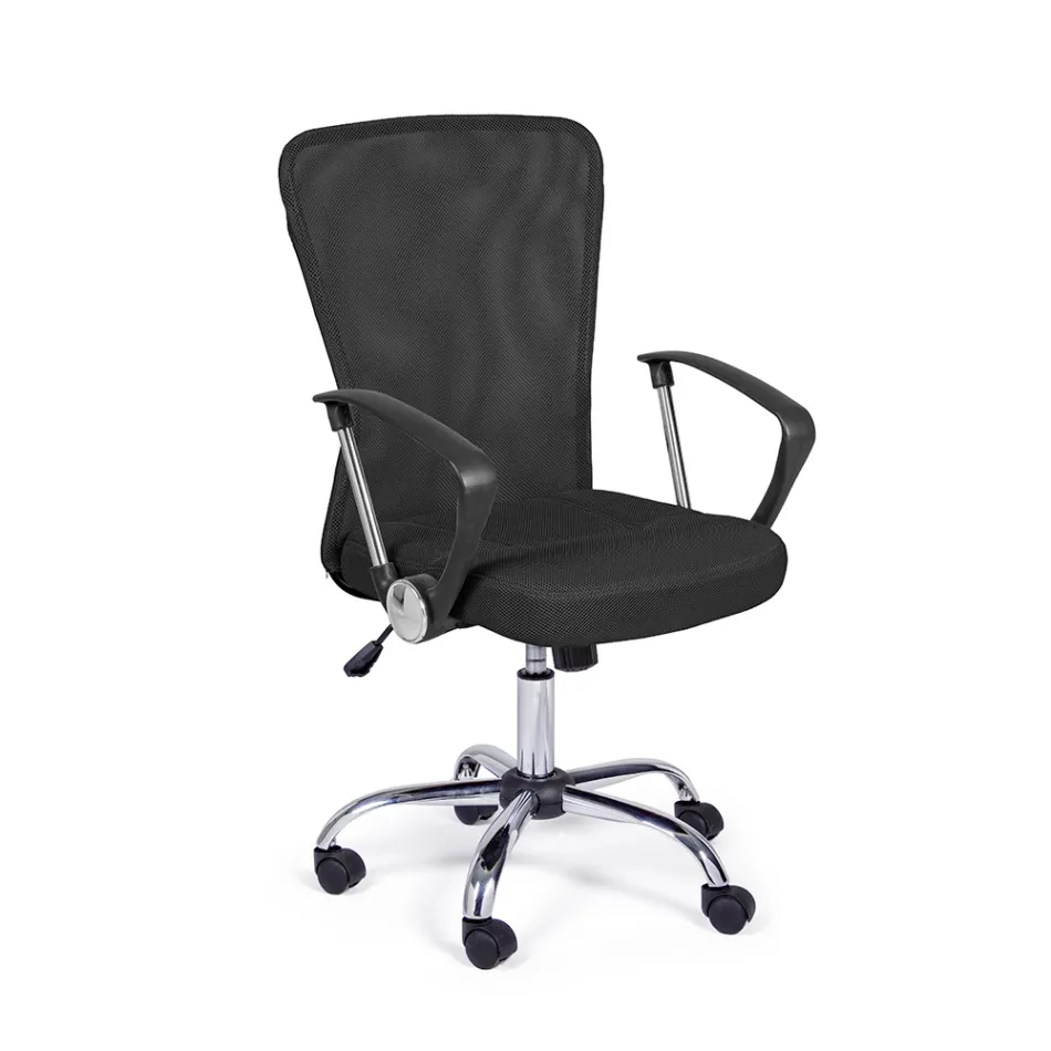 Scaun de Birou cu Cotiere din Otel si Poliester Colorat - Barberina Viadurini