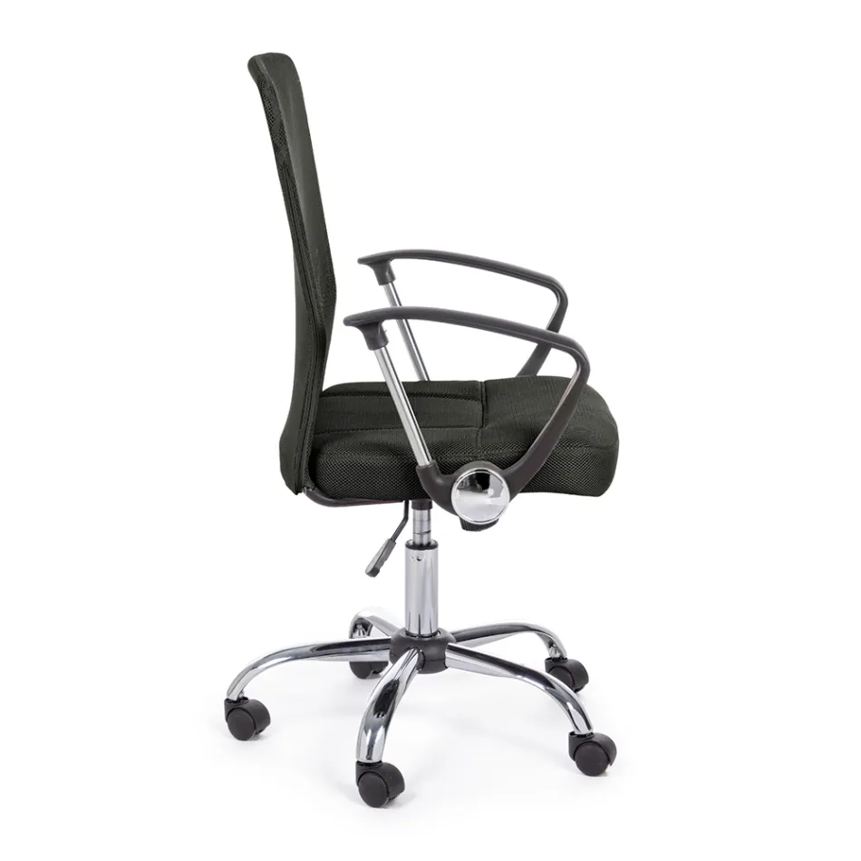 Scaun de Birou cu Cotiere din Otel si Poliester Colorat - Barberina Viadurini