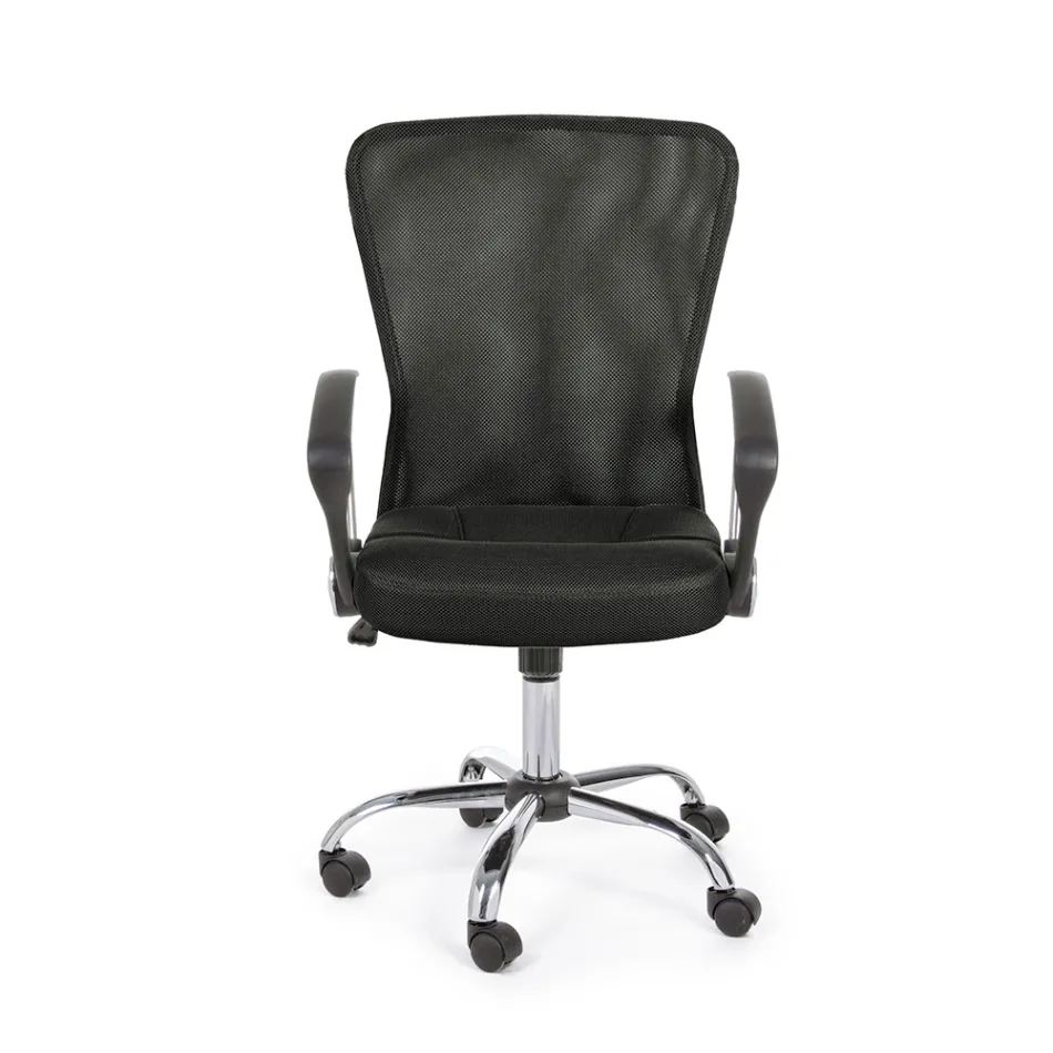 Scaun de Birou cu Cotiere din Otel si Poliester Colorat - Barberina Viadurini