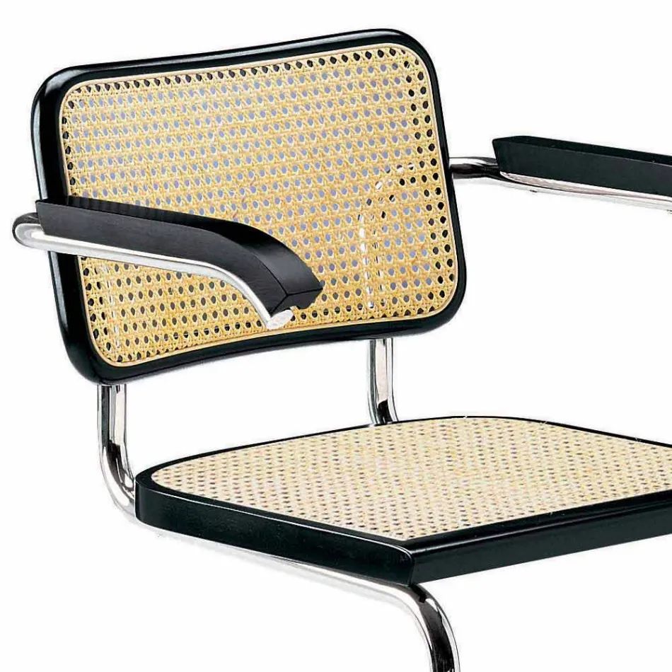 Scaun de birou din paie cu structură din oțel și lemn Fabricat în Italia - Baviera Viadurini