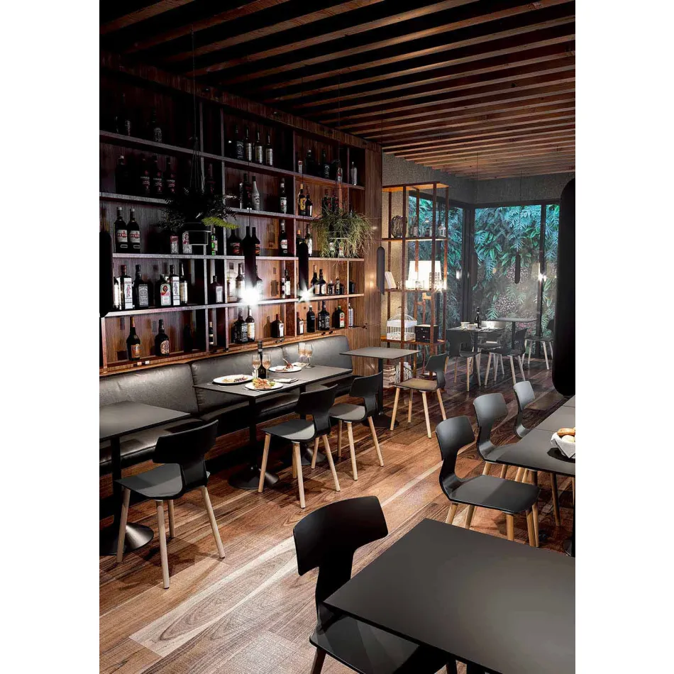 Fabricate în Italia Scaune de sufragerie din lemn și polipropilenă, 2 bucăți - Trifoi Viadurini