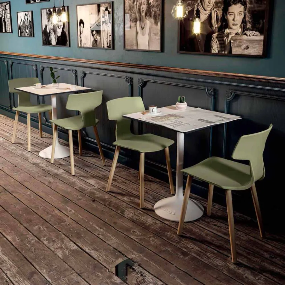 Fabricate în Italia Scaune de sufragerie din lemn și polipropilenă, 2 bucăți - Trifoi Viadurini