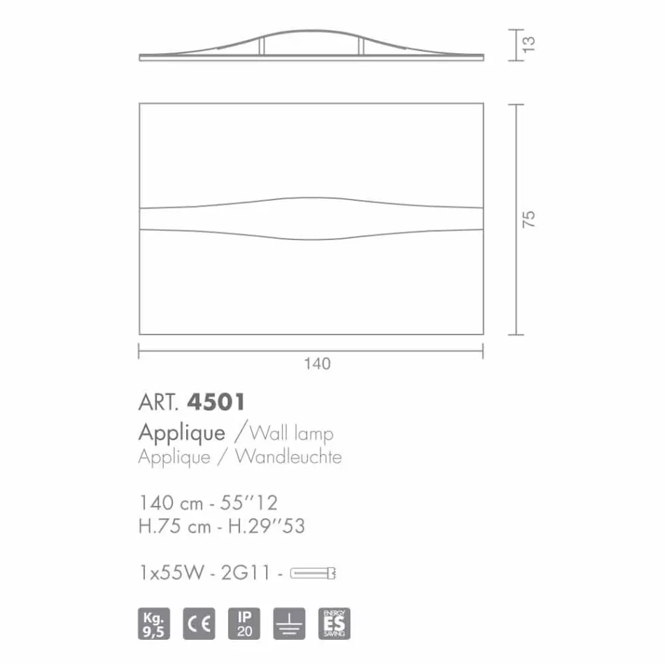 Selene Art &amp; Light întăritură cu panouri texturate 140xH75 cm Viadurini