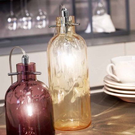 Selene Bossa Nova masă lampă Ø10 H 26cm din chihlimbar de sticlă suflată Viadurini