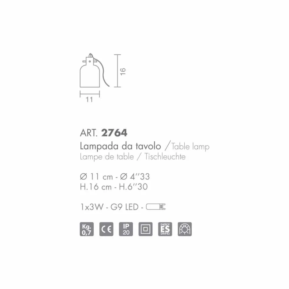 Selene Bossa Nova veioză O11 H16cm, ametist sticlă suflată Viadurini