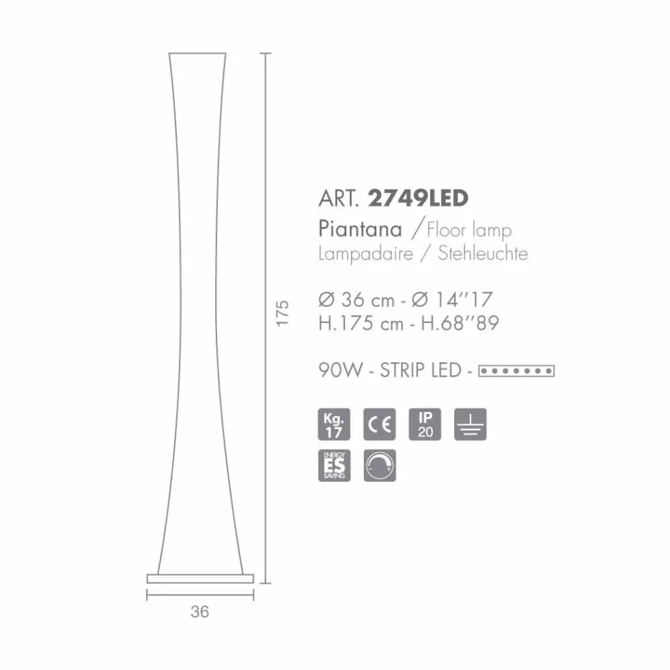 Selene Clepsidra sticlă suflată lampa de podea H175cm Ø36 Viadurini