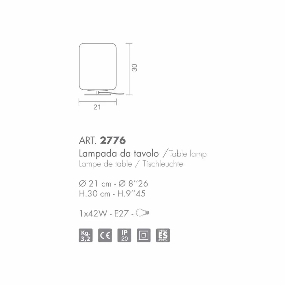 Selene Domino veioză O21 H30cm, sticla suflata realizate în Italia Viadurini