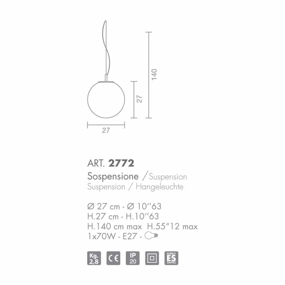 Selene Domino candelabru suflat sticlă manual Ø27 H 27 / 140cm Viadurini