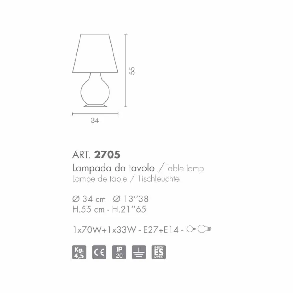 Selene lampă totdeauna masă albă din sticlă suflată O34 H 55cm Viadurini