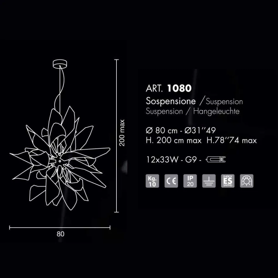 Selene Ginger lampda la suspensie de metal made in Italy Ø80 H200cm Viadurini