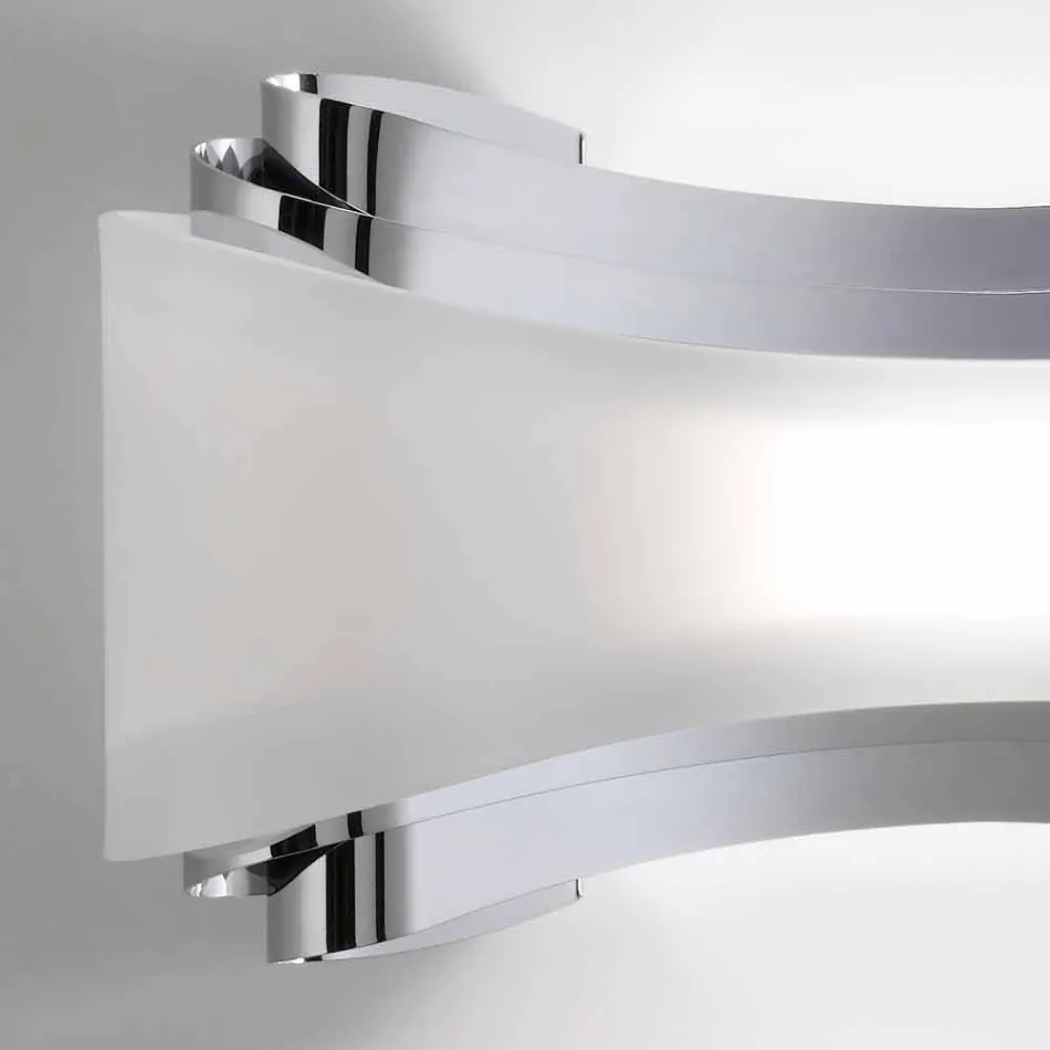 Selene Ionica Appliqué 32x10 H16cm oțel și sticlă realizate în Italia Viadurini