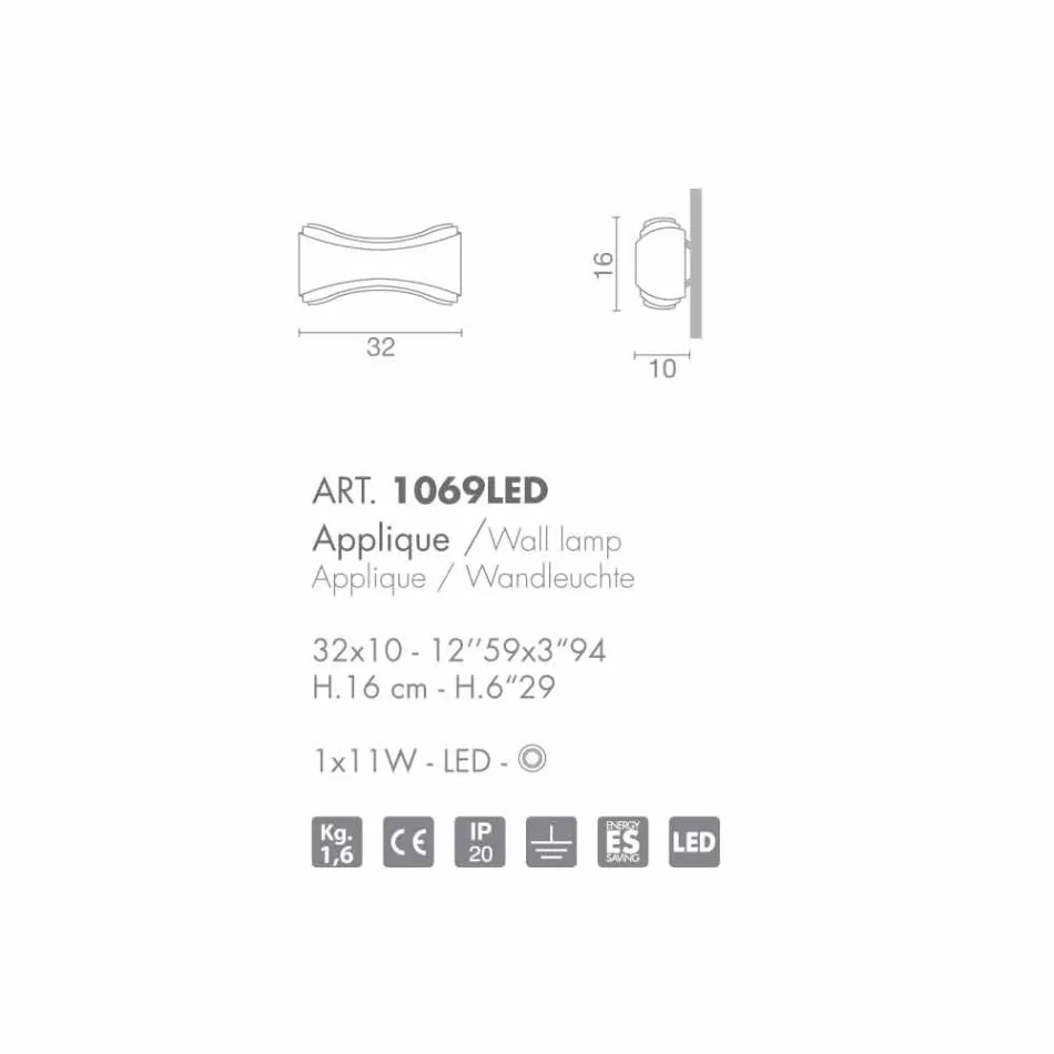 Selene Ionica Appliqué 32x10 H16cm oțel și sticlă realizate în Italia Viadurini