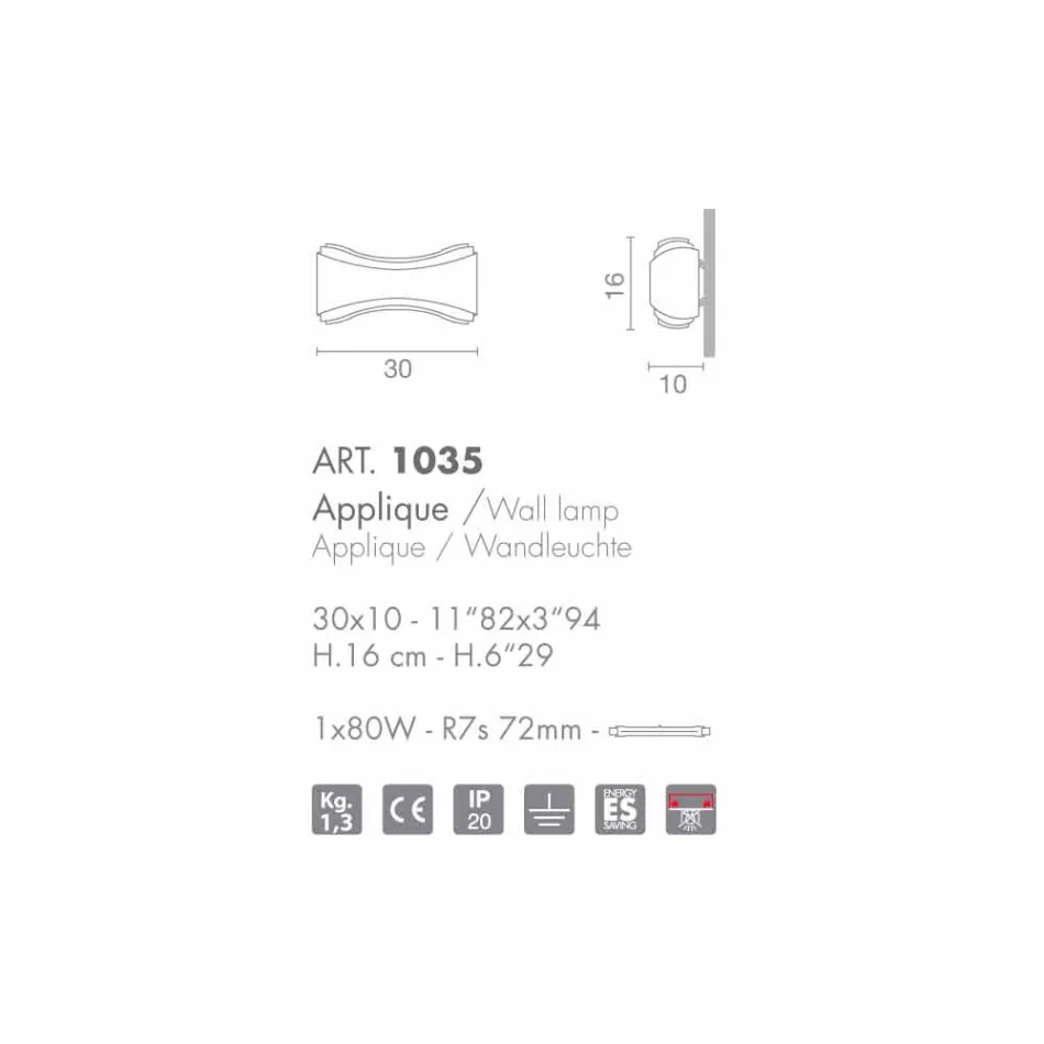 lampă de perete Selene Ionica realizate în Italia, 30x10 H16cm, sticlă și oțel Viadurini