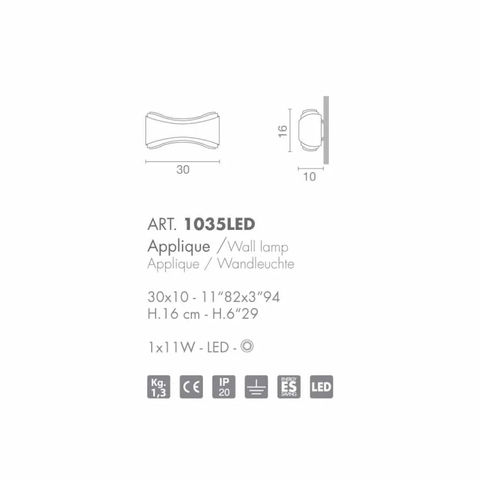 lampă de perete Selene Ionica realizate în Italia, 30x10 H16cm, sticlă și oțel Viadurini