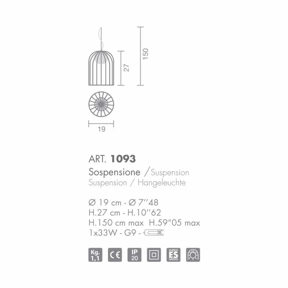 Selene Kluvì pandantiv lampa sticla suflata O19 H 27 / 150cm Viadurini