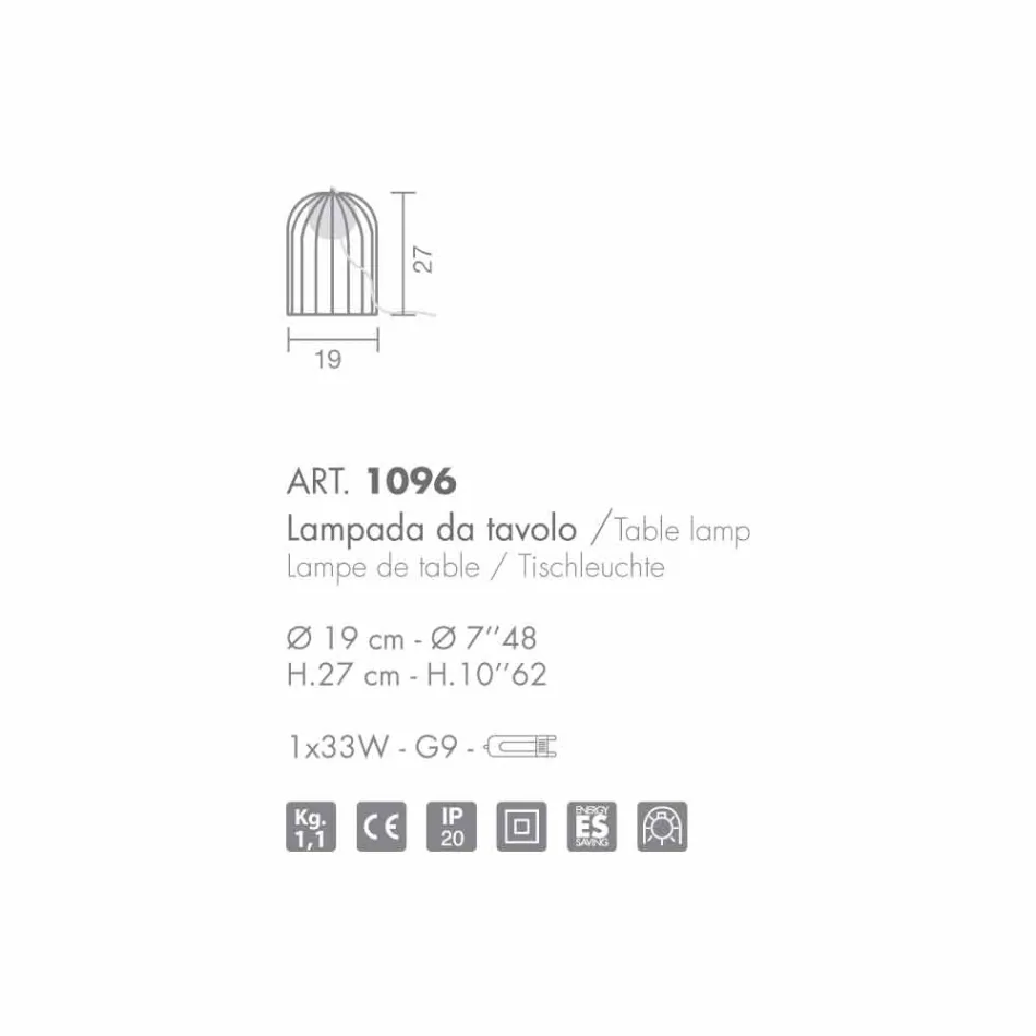 Selene Kluvì lumetto suflat sticlă și metal O19 H 27cm Viadurini