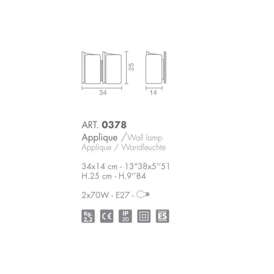 Selene Papiro satin appliqué 34x14 sticla H25cm Made in Italy Viadurini