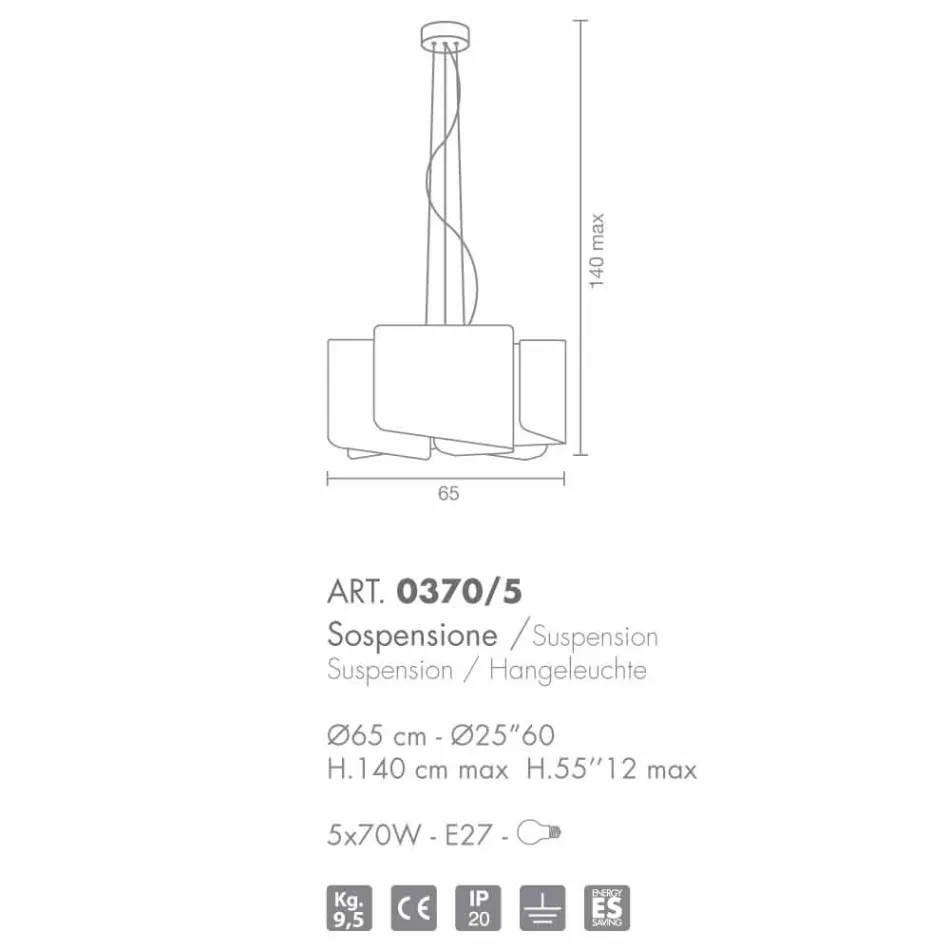 Selene Papiro alb cristal pandantiv lampă Ø65 x H 140 cm Viadurini
