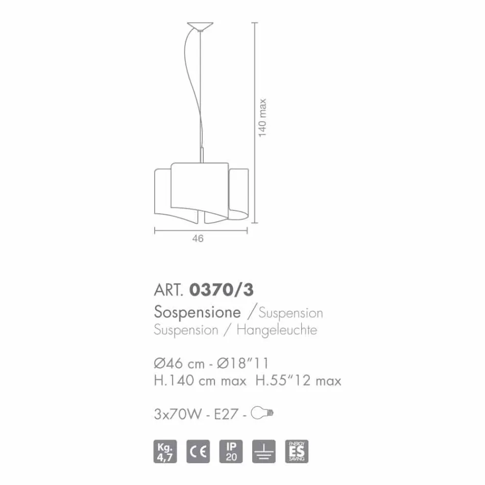 Lampa de suspensie Selene Papiro made in Italia Ø46 x H 140 cm Viadurini