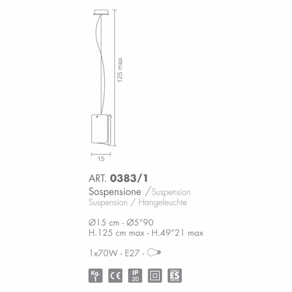 Selene Papyrus modernă lampă de cristal pandantiv Ø15 H 125cm Viadurini
