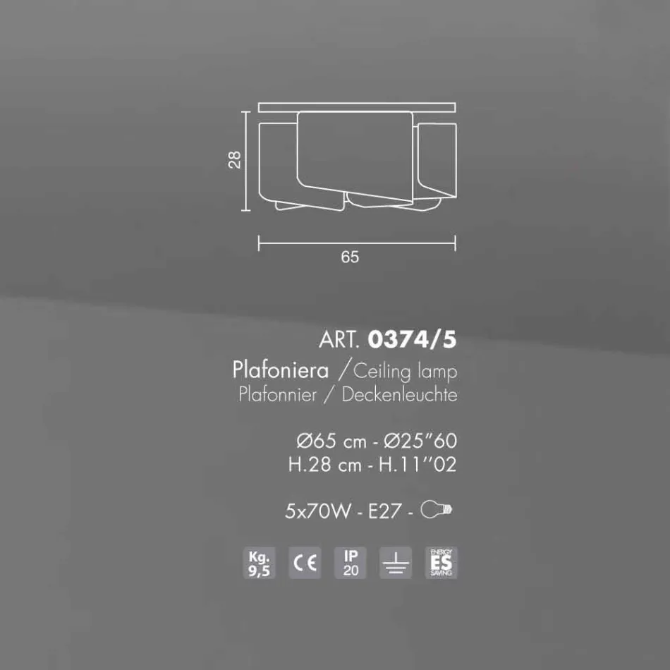 Selene Papiro lumina plafon de cristal moderne Ø65 H28cm, realizate în Italia Viadurini