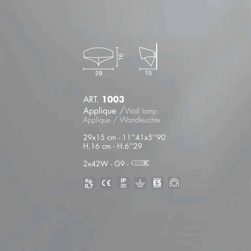 lumina de perete Selene Shield design modern galvanic, realizate în Italia Viadurini