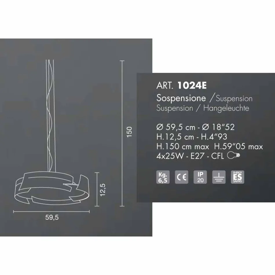 pandantiv lampa Selene Vultur Ø59,5 H 12,5 / 150 cm, realizat în Italia Viadurini