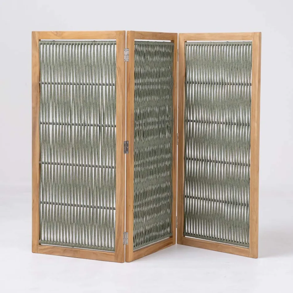 Despărțitor de exterior din Teak, Aluminiu și țesut frânghie - Vision Viadurini