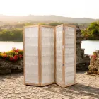 Despărțitor de exterior din Teak, Aluminiu și țesut frânghie - Vision Viadurini