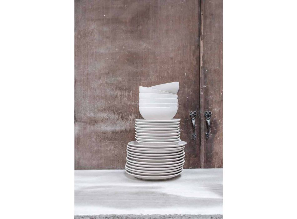 Set de 24 de farfurii de design în porțelan alb ondulat - Armanda Viadurini