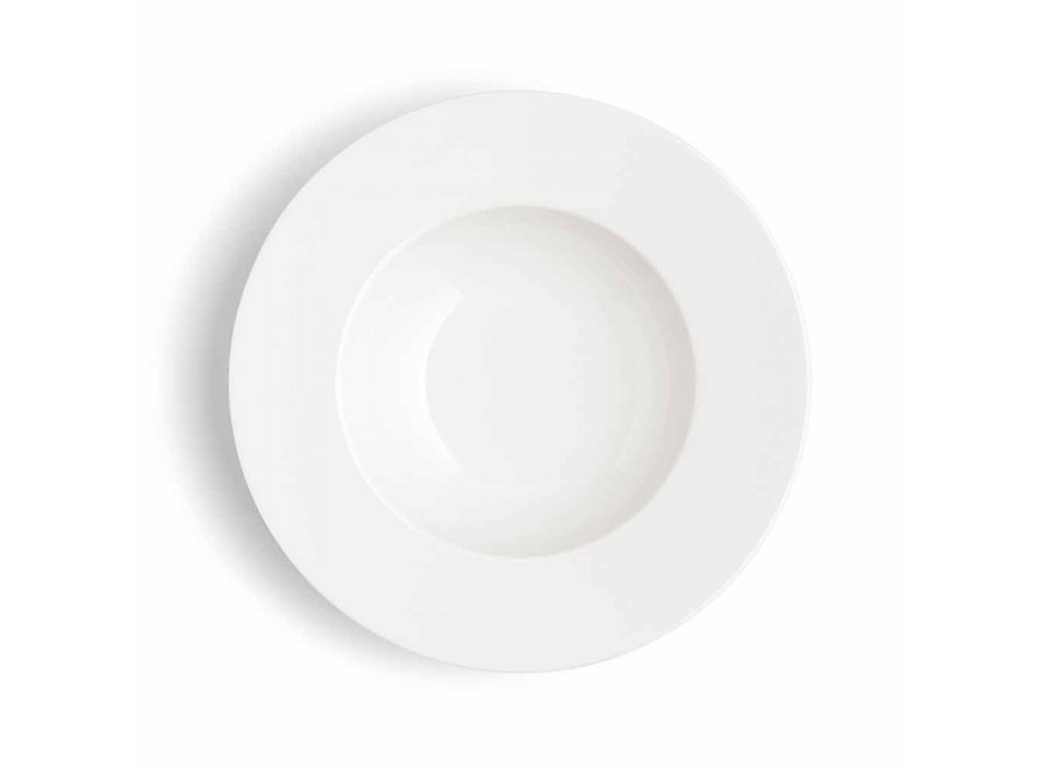 Serviciul 24 Plăci de cină albe moderne și 12 cupe de porțelan - Monaco Viadurini