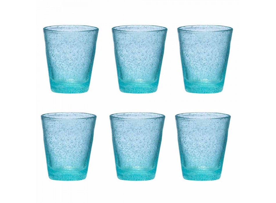 Set de 6 pahare din sticlă suflată colorate, cu un design modern - Pumba Viadurini