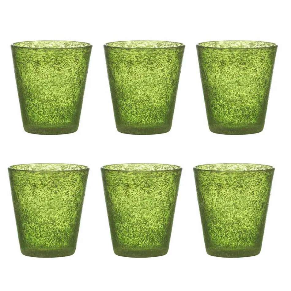 Set de 6 pahare din sticlă suflată colorate, cu un design modern - Pumba Viadurini