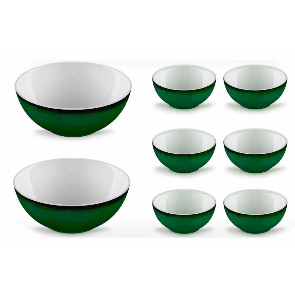 Serviciu 6 castroane de înghețată și 2 castroane în porțelan colorat - Rurolo Viadurini