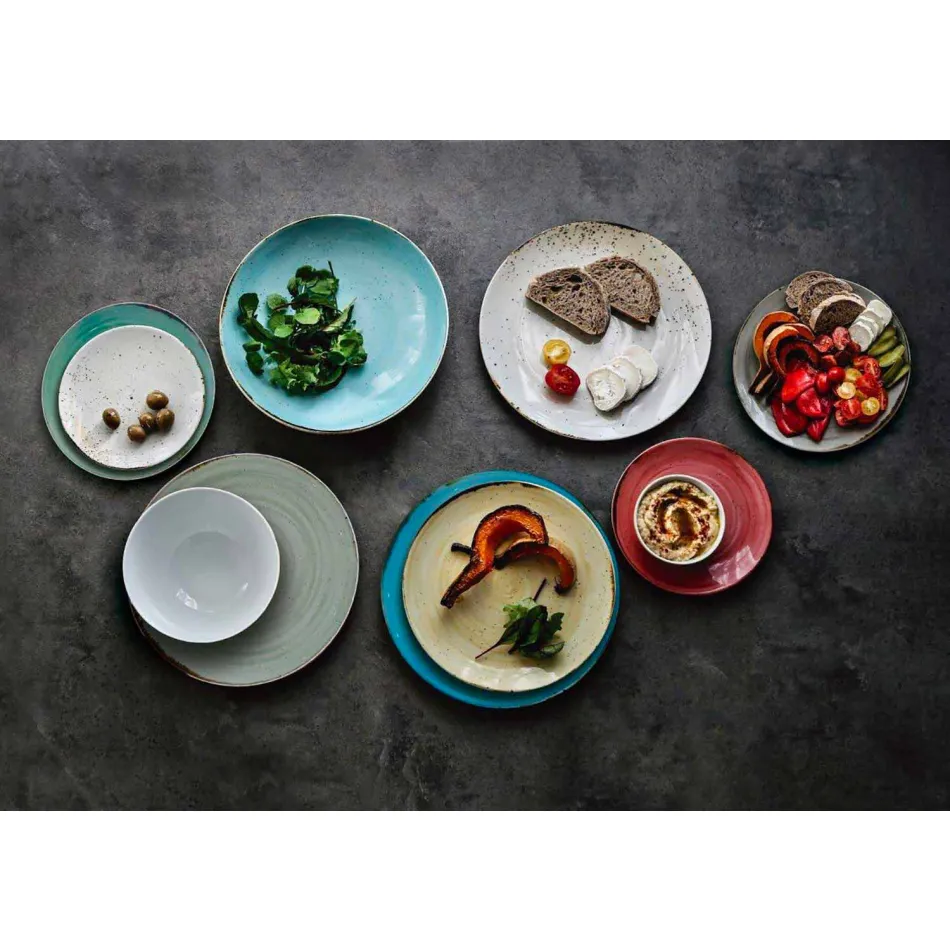 Serviciu 6 castroane de înghețată și 2 castroane în porțelan colorat - Rurolo Viadurini