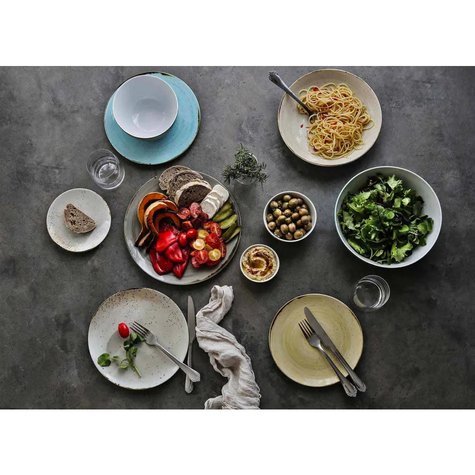 Serviciu 6 castroane de înghețată și 2 castroane în porțelan colorat - Rurolo Viadurini