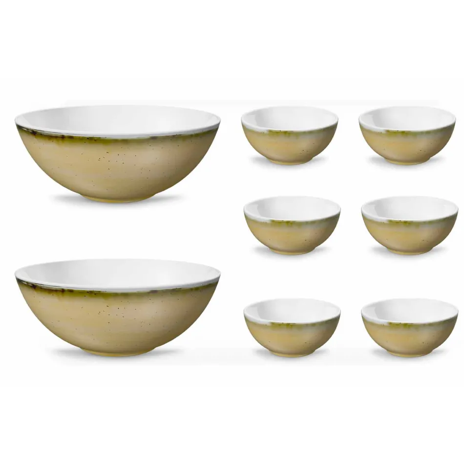 Serviciu 6 castroane de înghețată și 2 castroane în porțelan colorat - Rurolo Viadurini