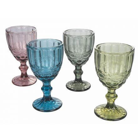 Serviciu de pahare pentru pahare în sticlă colorată și decorată 12 bucăți - Garbo Viadurini