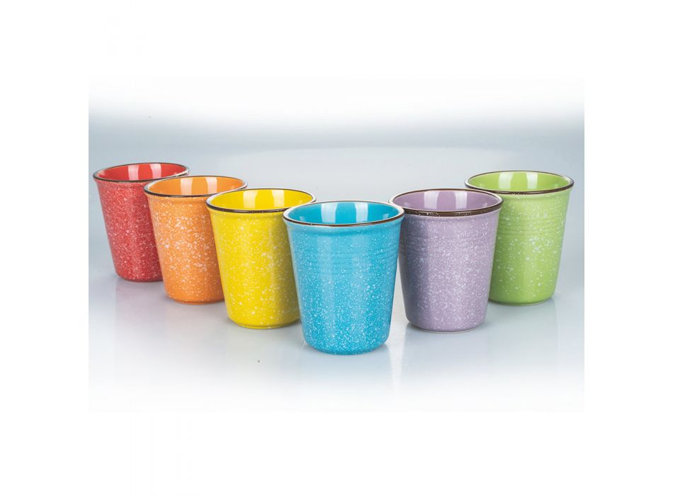 Set de pahare de apă din ceramică colorată și bordură de 12 piese - Abruzzo Viadurini