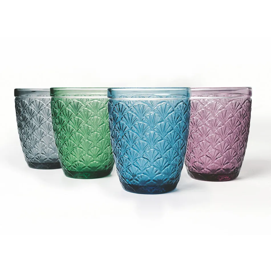 Sticlă de apă colorată din sticlă decorată Serviciu 12 bucăți - Stilotto Viadurini