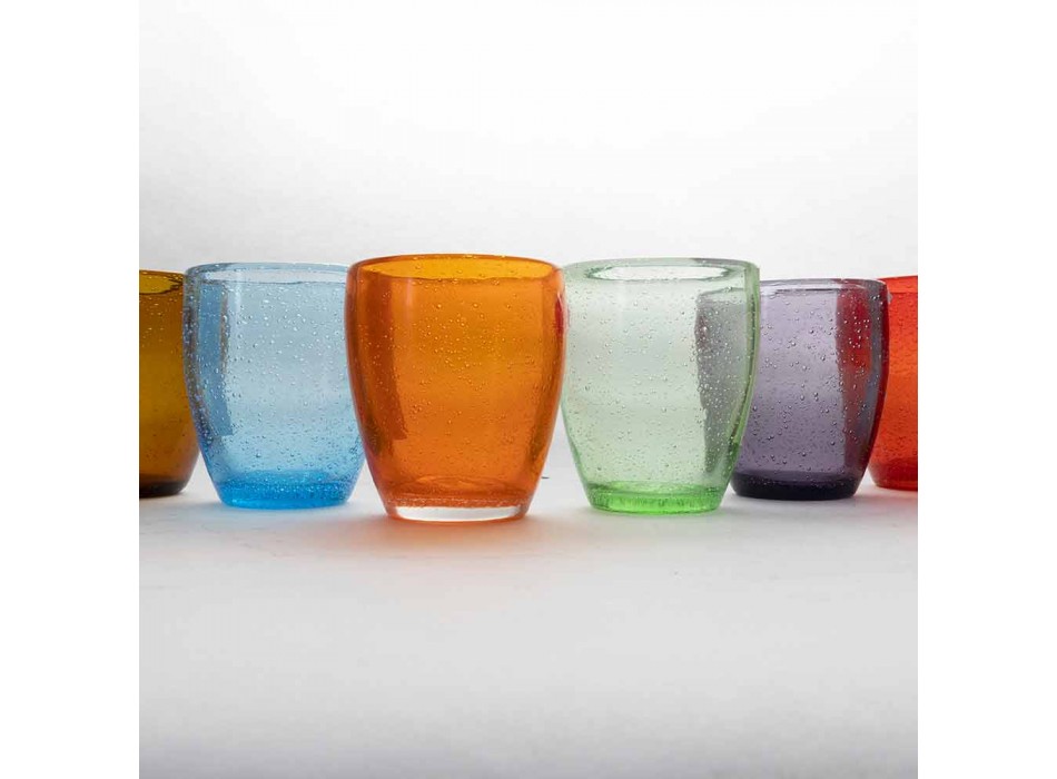 Serviciu de sticlă cu apă în sticlă colorată și modernă 6 bucăți - Guerrero Viadurini