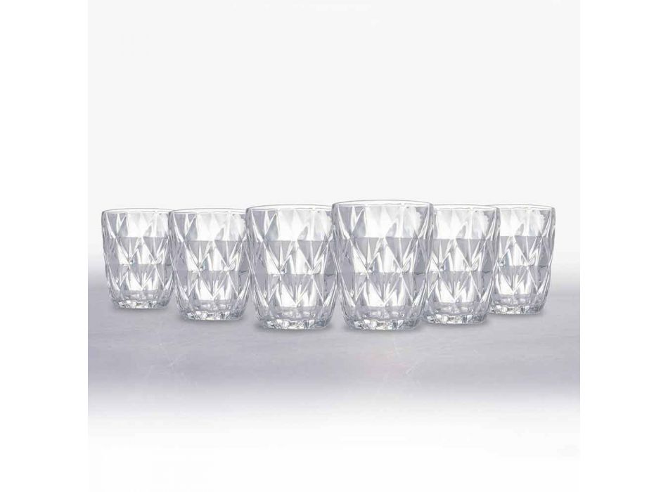 Set de ochelari de apă din sticlă transparentă decorată, 12 bucăți - Renaștere Viadurini
