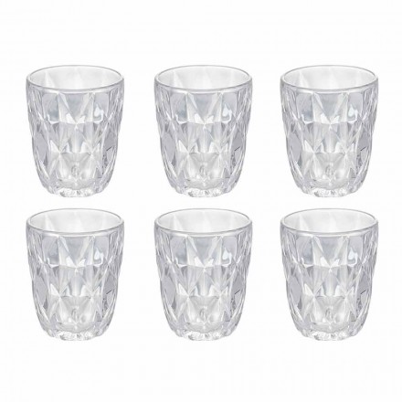 Set de ochelari de apă din sticlă transparentă decorată, 12 bucăți - Renaștere Viadurini