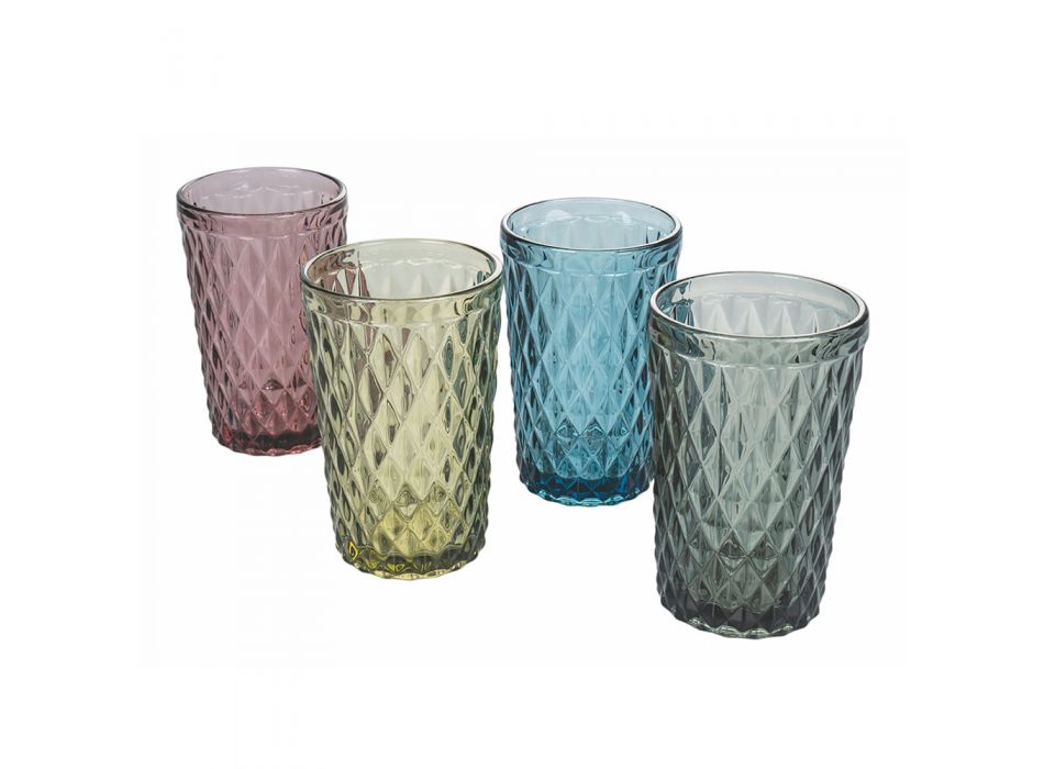 Set de băuturi din sticlă colorată și sculptată 12 bucăți - Brillo Viadurini