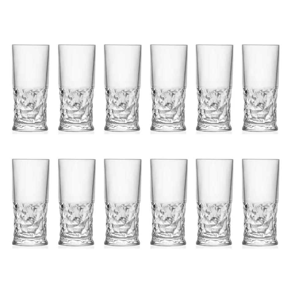 Ochelari Highball Set în Eco Crystal Square Decoration 12 buc - Ritmo Viadurini