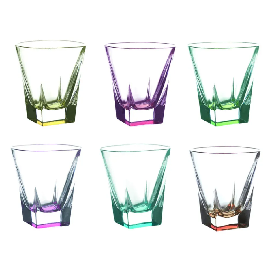 Serviciu de 12 pahare de ochelari de lichior de cristal colorat ecologic - Amalgam Viadurini