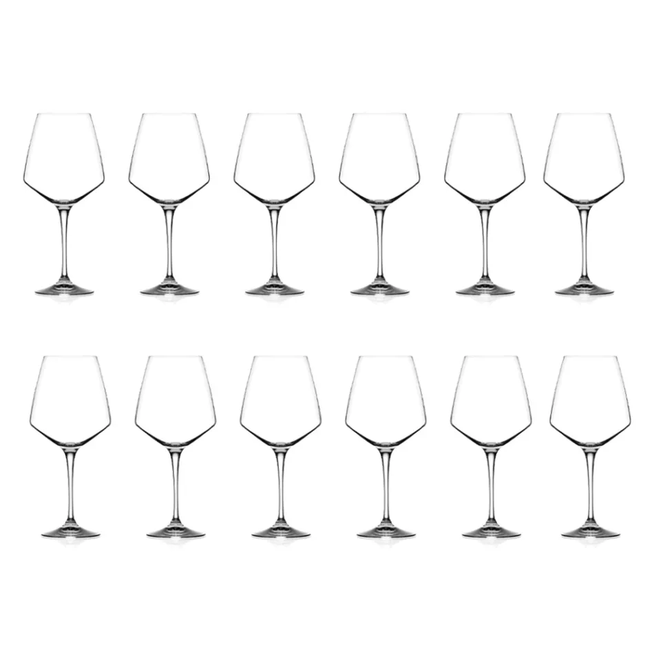 Set de pahare de vin minimal cu cristal roșu sau alb 12 buc. - Etera Viadurini