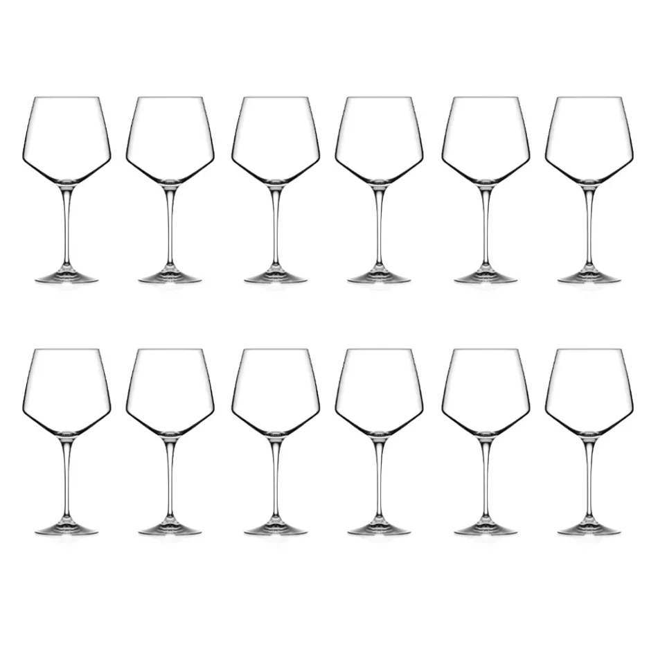 Set de pahare de vin minimal cu cristal roșu sau alb 12 buc. - Etera Viadurini