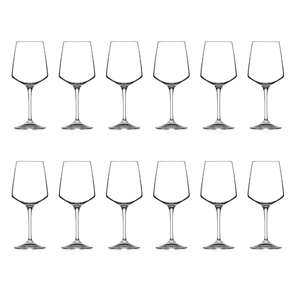 Set de pahare de vin minimal cu cristal roșu sau alb 12 buc. - Etera Viadurini