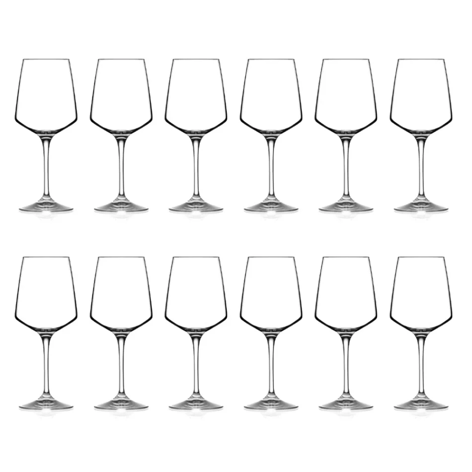 Set de pahare de vin minimal cu cristal roșu sau alb 12 buc. - Etera Viadurini
